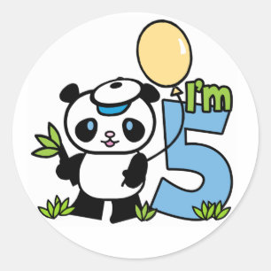 Adesivo Aniversário do 5 Panda Boy