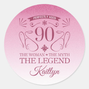 Adesivo Aniversário do 90 de Feliz Fofo Personalizado