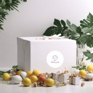 Adesivo Aniversário do arco-íris azul-lilás amarelo