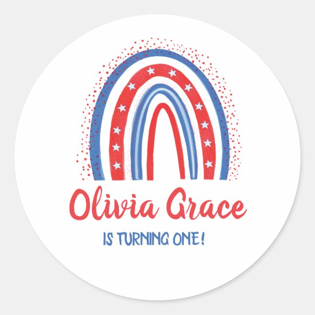 Adesivo Aniversário do Arco-Íris do dia 4 de julho (Frente)