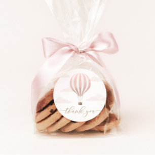 Adesivo Aniversário do Balão de Ar Quente Rosa