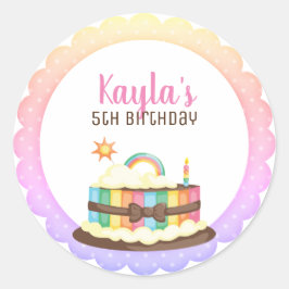 Adesivo Aniversário do bolo do arco-íris