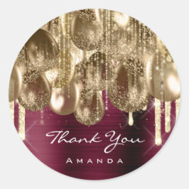 Adesivo Aniversário do Burgundy DOURADO GLITTER BALLONS DR