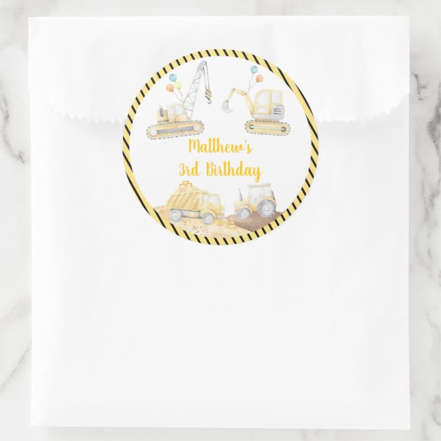 Adesivo Aniversário do Caminhão de Despejo de Construção (Bolsa)