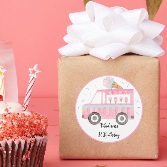 Adesivo Aniversário do Caminhão do Sorvete Moderno (Festa)