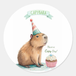 Adesivo Aniversário do Capivara Divertido Tenha o Dia do C