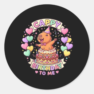 Adesivo Aniversário do Capivara Garota Kawaii Cappy Aniver