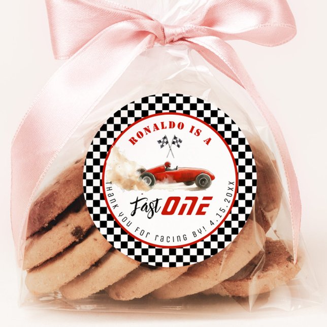 Adesivo Aniversário do carro de corrida rápido Vermelho (Criador carregado)