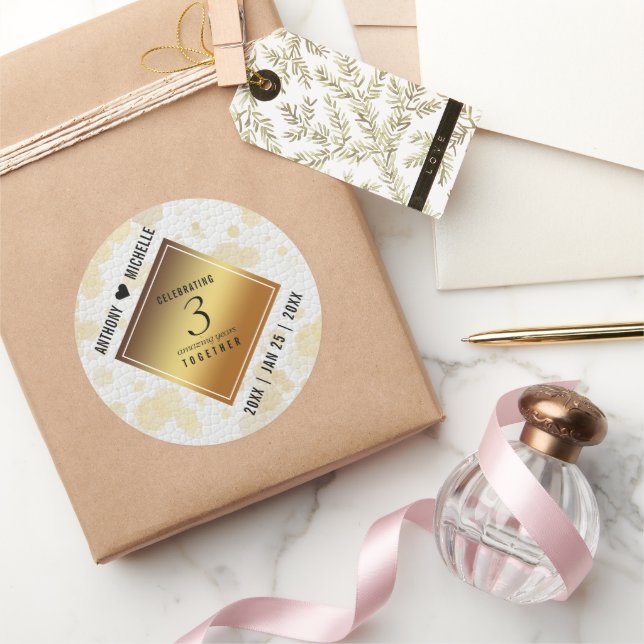 Adesivo Aniversário do Casamento de Couro do Elegante (Presentear)