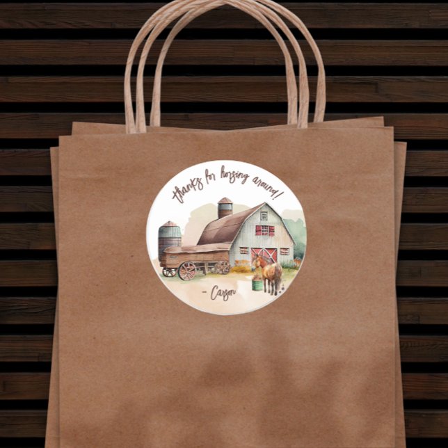 Adesivo Aniversário do Cavalo de Fazenda Russo Obrigado (Criador carregado)