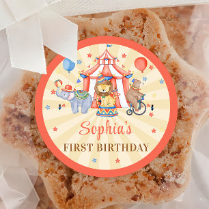 Adesivo Aniversário do Circo do Carnaval e Animais