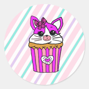 Adesivo Aniversário do Cupcake Kitty Cat