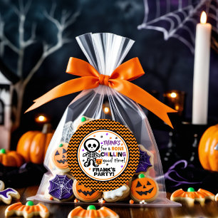 Adesivo Aniversário do Dia das Bruxas do Esqueleto Laranja