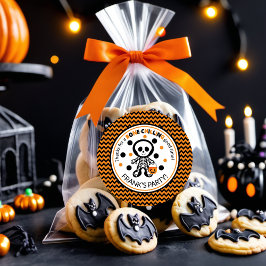 Adesivo Aniversário do Dia das Bruxas do Esqueleto Laranja