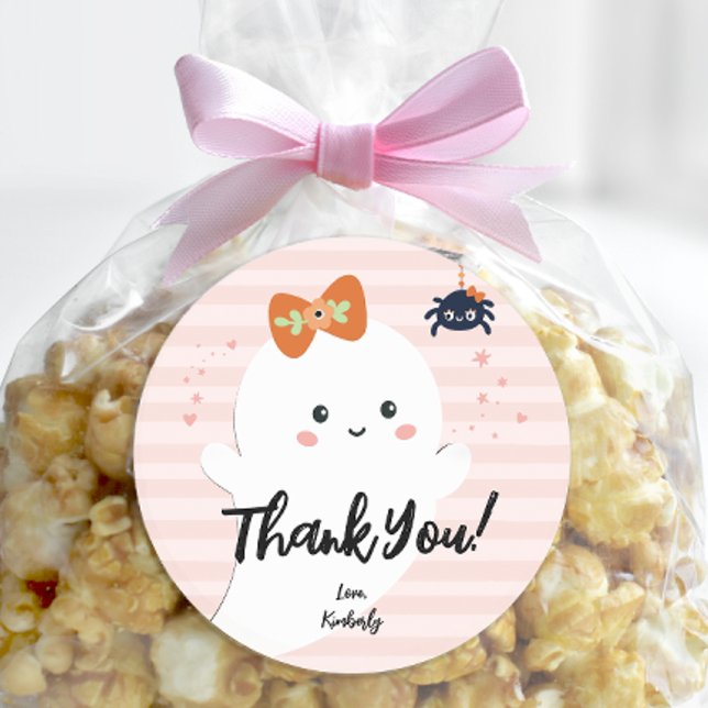 Adesivo Aniversário do Dia das Bruxas Personalizado - Obri (Personalized Happy Booday Halloween Birthday Thank You Sticker)