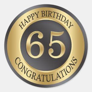 Adesivo Aniversário do efeito dourado 65th