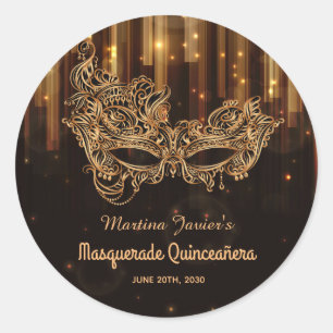Adesivo Aniversário do Elegante Mascarada Quinceañera 15