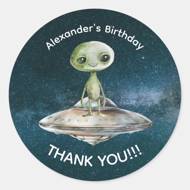 Adesivo Aniversário do Espaço Exterior da Invasão da alien (Frente)