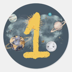 Adesivo Aniversário do Espaço Exterior Galáxia Sol Lua Est