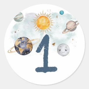Adesivo Aniversário do Espaço Exterior Galáxia Sol Lua Est