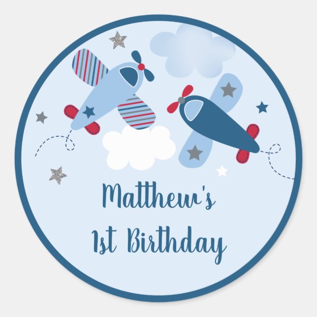 Adesivo Aniversário do Garoto das Nuvens do Avião (Frente)