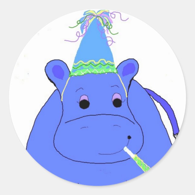 Adesivo Aniversário do Hipopótamo Azul (Frente)