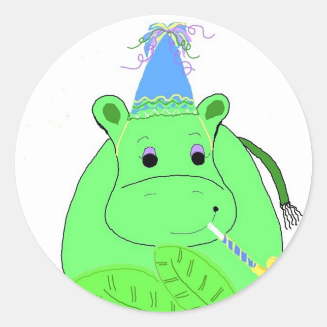 Adesivo Aniversário do Hipopótamo Verde (Frente)