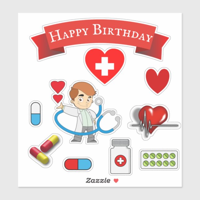 Adesivo Aniversário do Médico  (Folha)