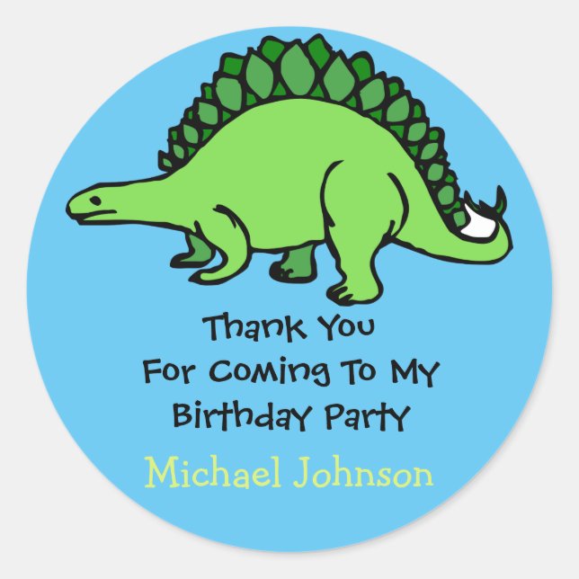 Adesivo Aniversário do Nome Personalizado do Dinossaur Obr (Frente)