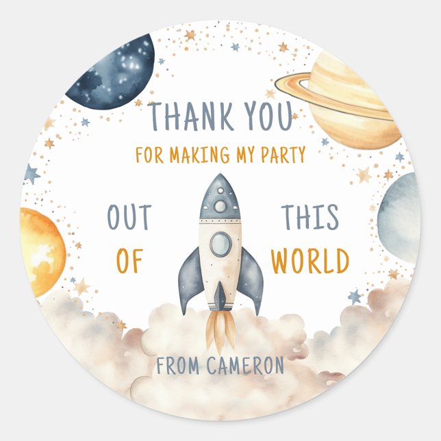 Adesivo Aniversário do Outono Obrigado (Space First Birthday Sticker)
