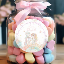 Adesivo Aniversário do Pastel Unicorn Rainbow Girl Obrigad