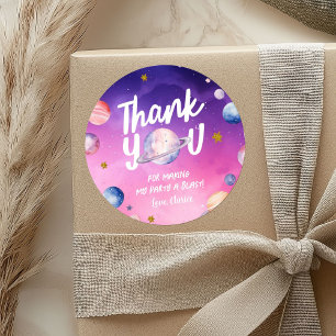 Adesivo Aniversário Do Planeta Puro Rosa Obrigado Pinheiro