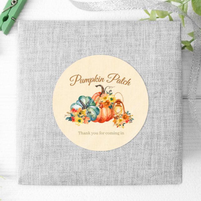 Adesivo Aniversário do Pumpkin Patch (Pumpkin Patch Birthday Classic Round Sticker)