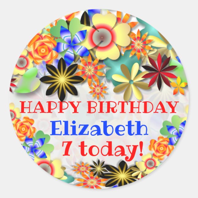 Adesivo Aniversário do Rainbow Garden Kid (Frente)