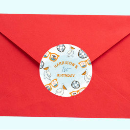 Adesivo Aniversário do Rapaz dos Óculos de Sol de Praia Tr