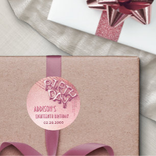 Adesivo Aniversário do rosa Gold Foil Balloons