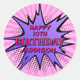 Adesivo Aniversário do Super Herói das Raparigas