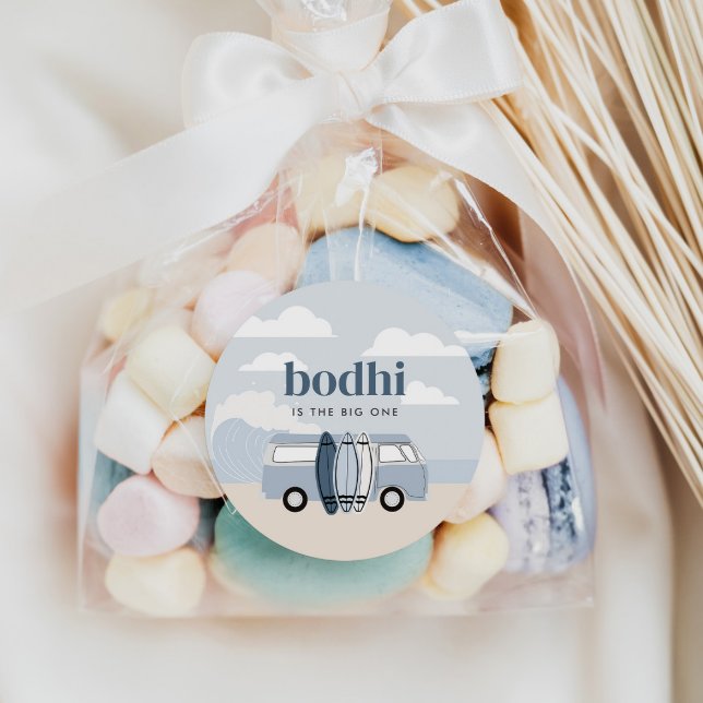 Adesivo Aniversário do Surf de praia dos grandes bebês (Criador carregado)