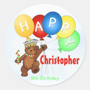 Adesivo Aniversário do urso do feliz aniversario 9o