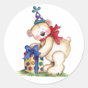 Adesivo Aniversário do Urso Presente
