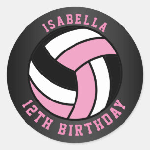 Adesivo Aniversário do Voleibol Rosa, Negro e Branco