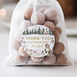 Adesivo Aniversário dos Animais da Floresta de inverno