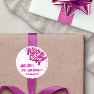 Adesivo Aniversário dos Balões de Foil Rosa