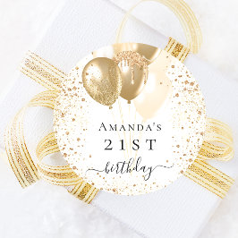 Adesivo Aniversário dos balões de ouro branco