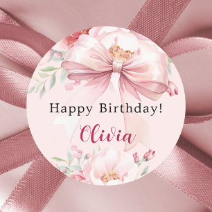 Adesivo Aniversário dos florais cor-de-rosa