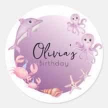 Aniversário dos golfinhos roxos e das águas-vivas