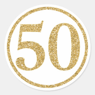 Adesivo Aniversário Dourado de brilho do número 50