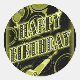 Adesivo Aniversário dourado feliz