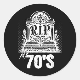 Adesivo Aniversário engraçado dos anos 70 Citação de lápid
