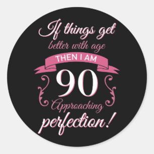 Adesivo Aniversário engraçado 'Perfection do 90